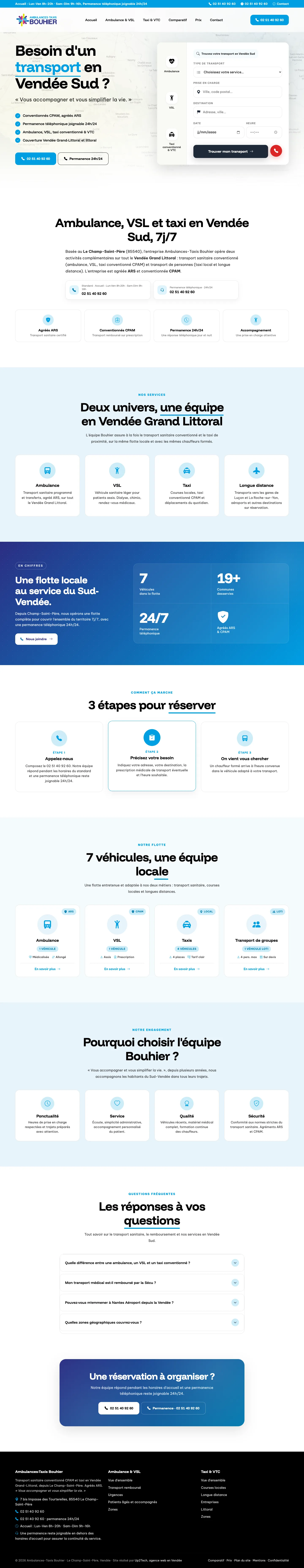 Page d’accueil de Ambulance Taxi Bouhier sur ordinateur